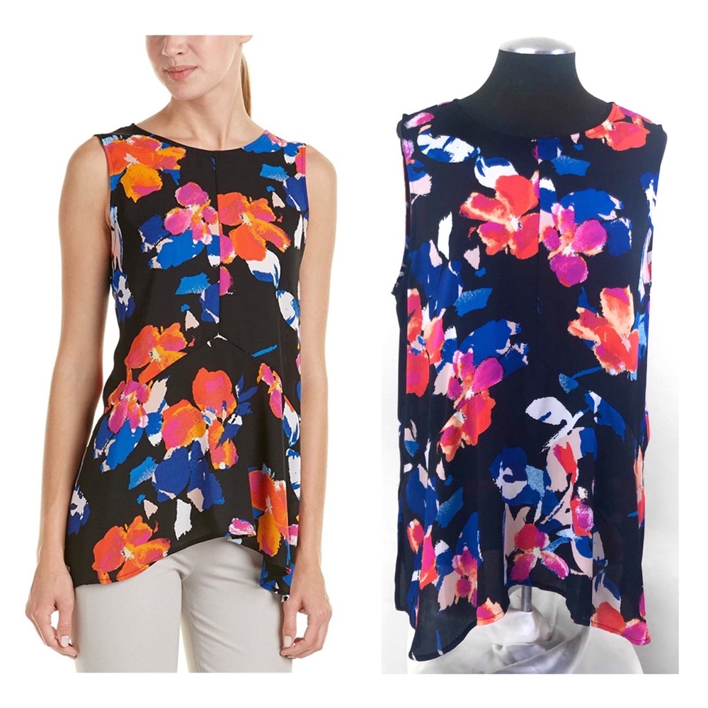 Vince Camuto - Floral Sleeveless Peplum Top - Picture 1 of 11